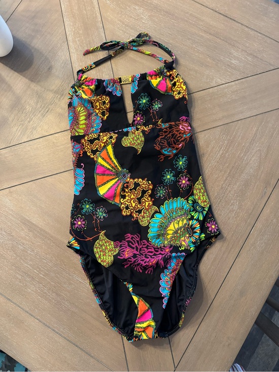 Trina Turk Other - Trina Turk Black One-Piece Swimsuit with Neon Floral Paisley Print